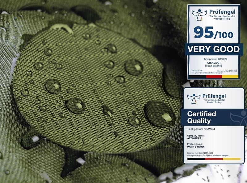 aZengear Repair Patches (30+ Colors) for Down Jackets, Puffers, Tents, Shoes, Sleeping Bags - Stick On, Waterproof, Tear-Cold-Heat-Resistant Nylon Polyester Fabric (11 Pcs, Olive) - Image 5